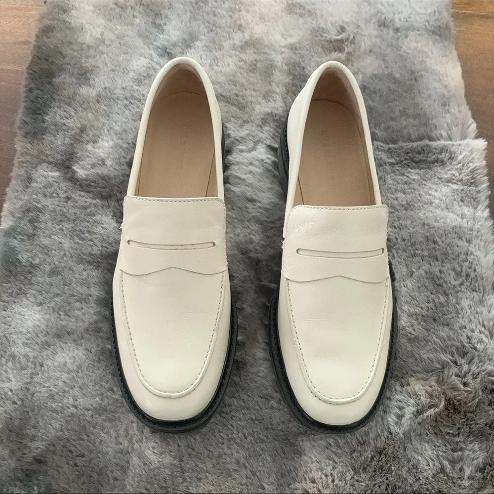 EVERLANE The Lug Loafer Cream Off White Size 10 Genuine Leather Worn Once